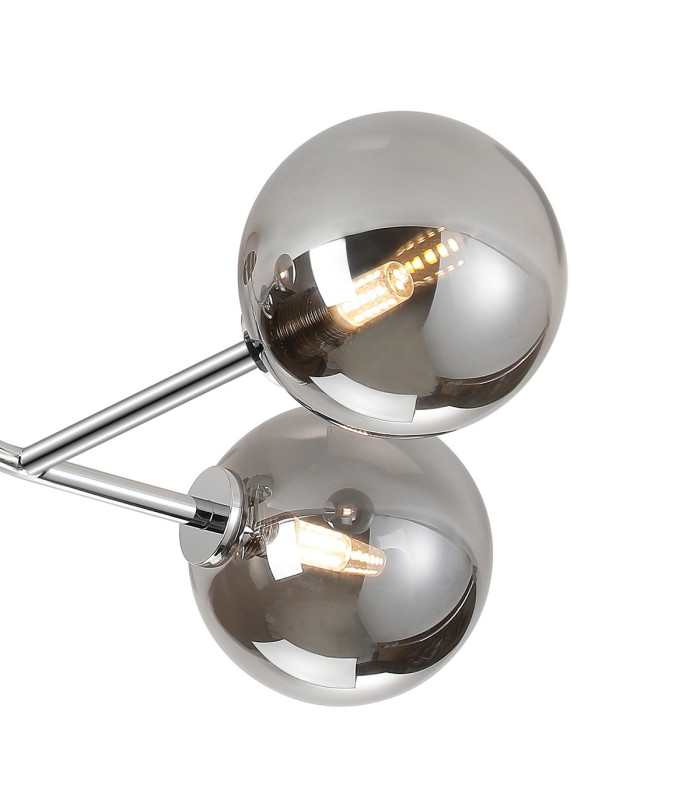 Tivoli Linear Semi Flush Ceiling 4 Light G9 IP44 Polished Chrome/Smoke Smooth Round Glass-6