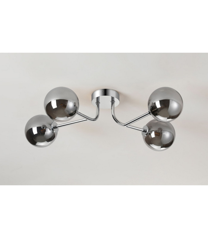 Tivoli Linear Semi Flush Ceiling 4 Light G9 IP44 Polished Chrome/Smoke Smooth Round Glass-7