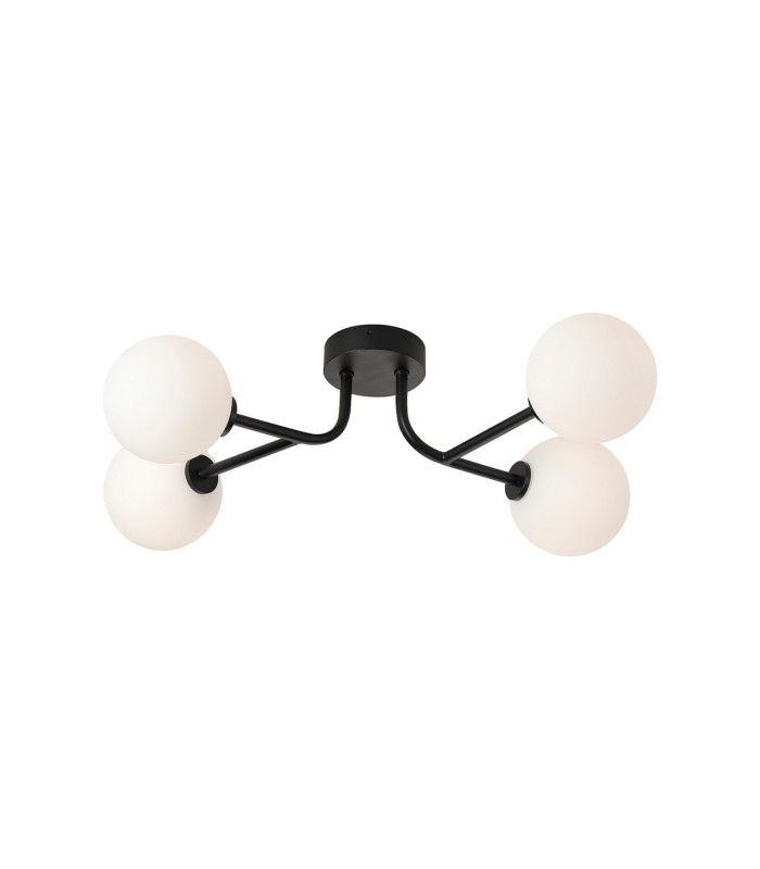 Tivoli Linear Semi Flush Ceiling 4 Light G9 IP44 Satin Black/Opal Smooth Round Glass-1