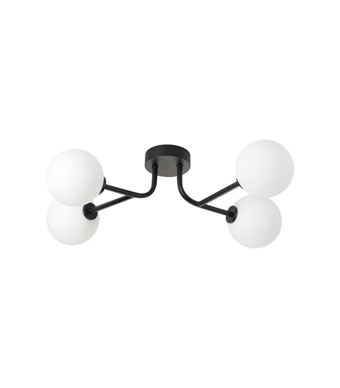 Tivoli Linear Semi Flush Ceiling 4 Light G9 IP44 Satin Black/Opal Smooth Round Glass-4