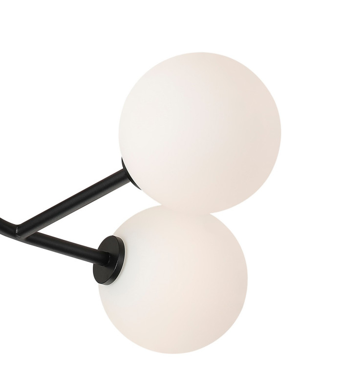 Tivoli Linear Semi Flush Ceiling 4 Light G9 IP44 Satin Black/Opal Smooth Round Glass-5