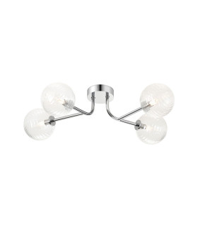 Tivoli Linear Semi Flush Ceiling 4 Light G9 IP44 Polished Chrome/Clear Ribbed Round Glass-1