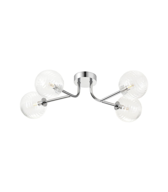 Tivoli Linear Semi Flush Ceiling 4 Light G9 IP44 Polished Chrome/Clear Ribbed Round Glass-4