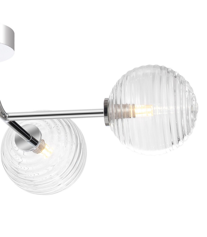 Tivoli Linear Semi Flush Ceiling 4 Light G9 IP44 Polished Chrome/Clear Ribbed Round Glass-6