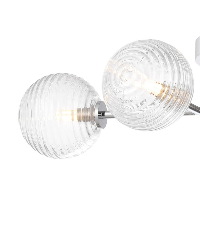 Tivoli Linear Semi Flush Ceiling 4 Light G9 IP44 Polished Chrome/Clear Ribbed Round Glass-7