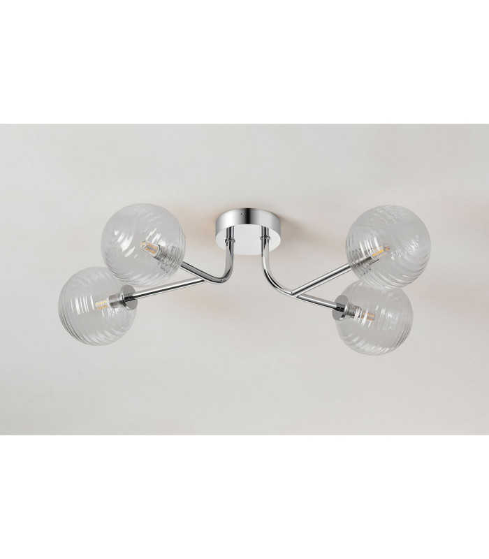 Tivoli Linear Semi Flush Ceiling 4 Light G9 IP44 Polished Chrome/Clear Ribbed Round Glass-8