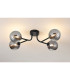 Tivoli Linear Semi Flush Ceiling 4 Light G9 IP44 Satin Black/Smoke Ribbed Round Glass-3