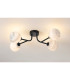Tivoli Linear Semi Flush Ceiling 4 Light G9 IP44 Satin Black/Grey Round Marble Effect Glass-3