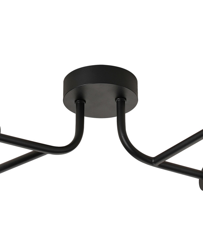 Tivoli Linear Semi Flush Ceiling 4 Light G9 IP44 Satin Black/Grey Round Marble Effect Glass-5