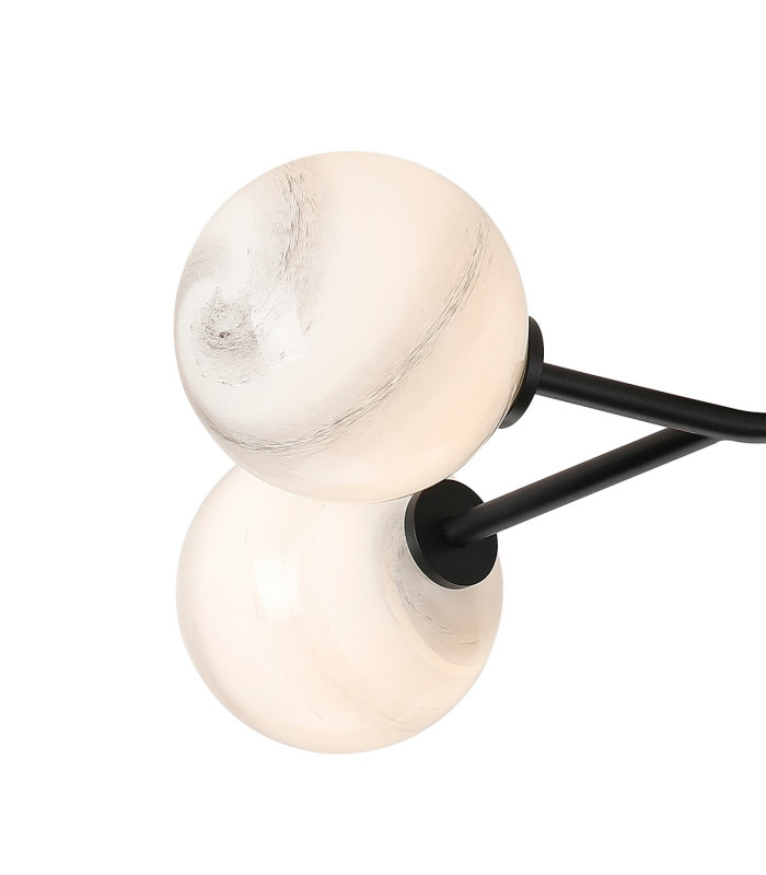 Tivoli Linear Semi Flush Ceiling 4 Light G9 IP44 Satin Black/Grey Round Marble Effect Glass-7