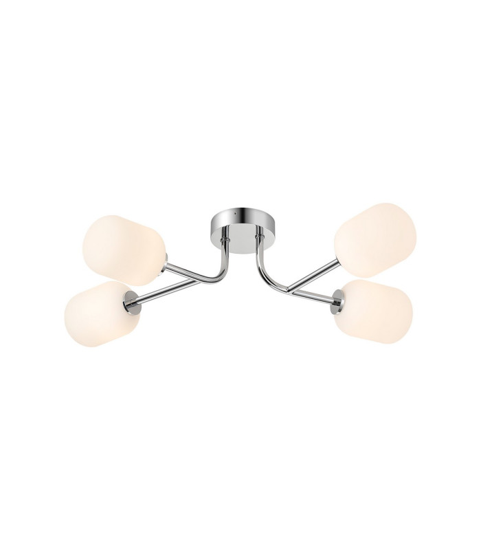 Tivoli Linear Semi Flush Ceiling 4 Light G9 IP44 Polished Chrome/Opal Smooth Tubular Glass-1