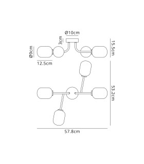 Tivoli Linear Semi Flush Ceiling 4 Light G9 IP44 Polished Chrome/Opal Smooth Tubular Glass-2