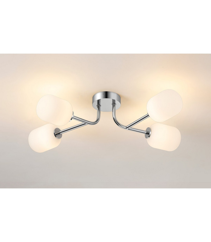 Tivoli Linear Semi Flush Ceiling 4 Light G9 IP44 Polished Chrome/Opal Smooth Tubular Glass-3