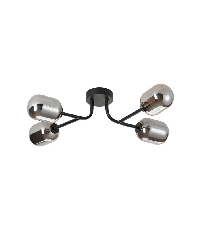 Tivoli Linear Semi Flush Ceiling 4 Light G9 IP44 Satin Black/Smoke Smooth Tubular Glass-4