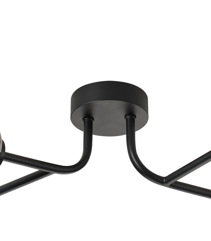 Tivoli Linear Semi Flush Ceiling 4 Light G9 IP44 Satin Black/Smoke Smooth Tubular Glass-5