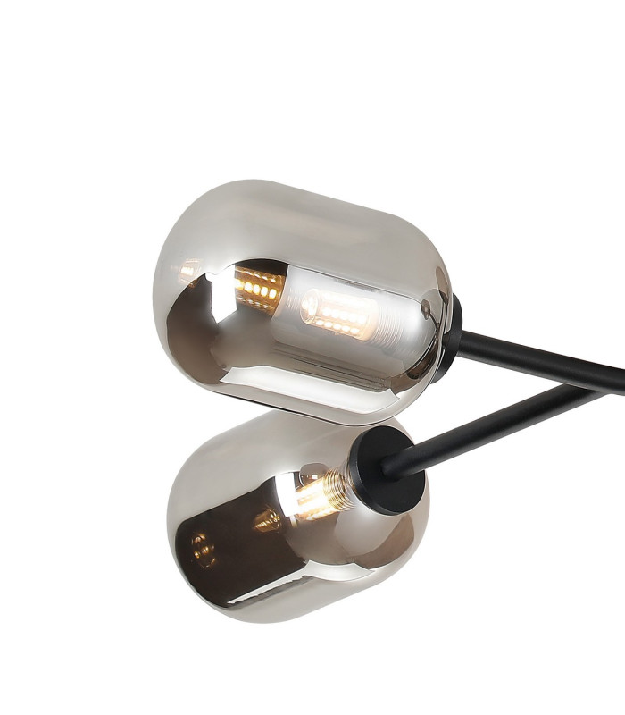 Tivoli Linear Semi Flush Ceiling 4 Light G9 IP44 Satin Black/Smoke Smooth Tubular Glass-6