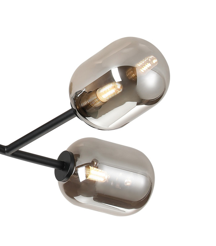 Tivoli Linear Semi Flush Ceiling 4 Light G9 IP44 Satin Black/Smoke Smooth Tubular Glass-7
