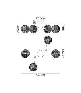 Tivoli Linear Semi Flush Ceiling 4 Light G9 IP44 Satin Black/Clear Cross Pattern Round Glass-2