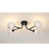 Tivoli Linear Semi Flush Ceiling 4 Light G9 IP44 Satin Black/Clear Cross Pattern Round Glass-3