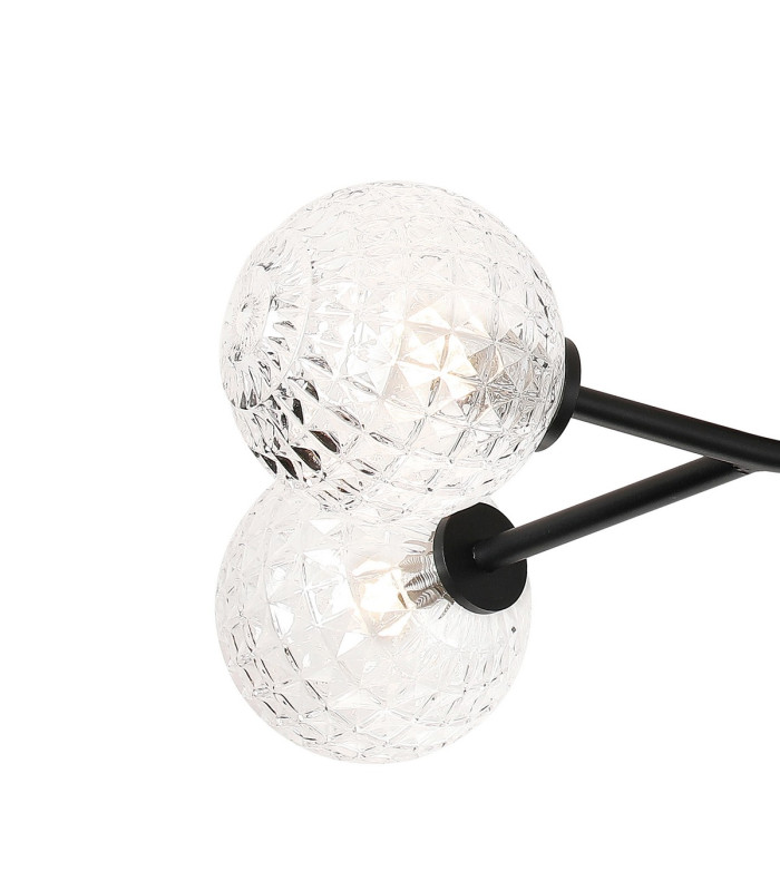 Tivoli Linear Semi Flush Ceiling 4 Light G9 IP44 Satin Black/Clear Cross Pattern Round Glass-5