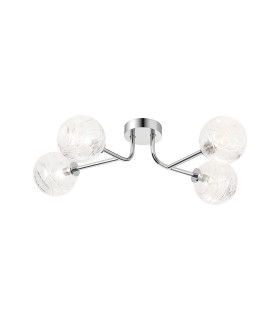 Tivoli Linear Semi Flush Ceiling 4 Light G9 IP44 Polished Chrome/Clear Dune Effect Round Glass-1