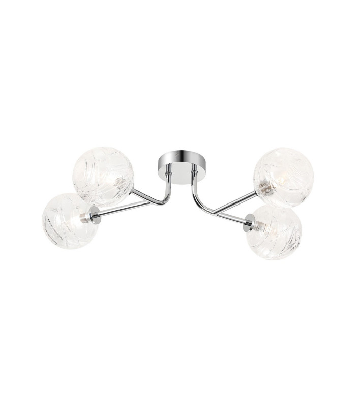 Tivoli Linear Semi Flush Ceiling 4 Light G9 IP44 Polished Chrome/Clear Dune Effect Round Glass-1