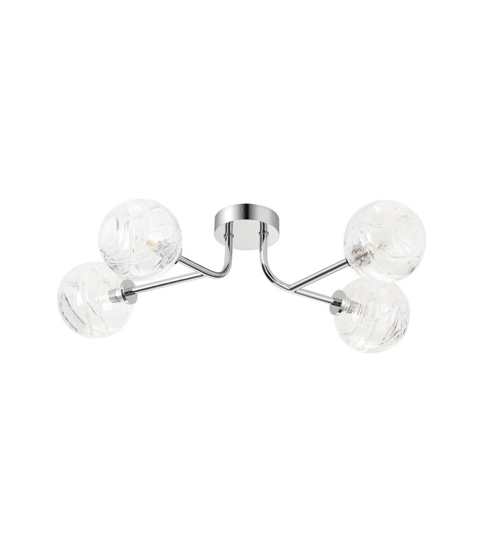 Tivoli Linear Semi Flush Ceiling 4 Light G9 IP44 Polished Chrome/Clear Dune Effect Round Glass-4