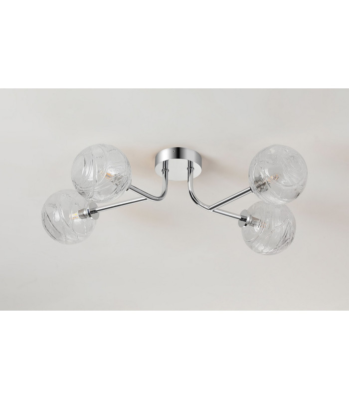 Tivoli Linear Semi Flush Ceiling 4 Light G9 IP44 Polished Chrome/Clear Dune Effect Round Glass-7