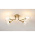 Tivoli Linear Semi Flush Ceiling 4 Light G9 IP44 Brass Gold/Clear Waved Round Glass-3