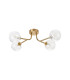 Tivoli Linear Semi Flush Ceiling 4 Light G9 IP44 Brass Gold/Clear Waved Round Glass-4