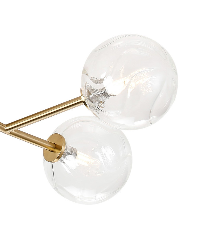 Tivoli Linear Semi Flush Ceiling 4 Light G9 IP44 Brass Gold/Clear Waved Round Glass-6