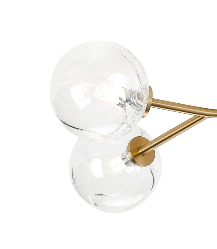 Tivoli Linear Semi Flush Ceiling 4 Light G9 IP44 Brass Gold/Clear Waved Round Glass-7