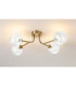 Tivoli Linear Semi Flush Ceiling 4 Light G9 IP44 Brass Gold/Clear Swirl Round Glass-3