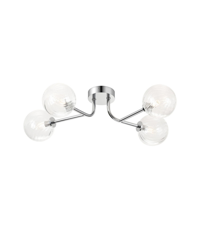 Tivoli Linear Semi Flush Ceiling 4 Light G9 IP44 Polished Chrome/Clear Swirl Round Glass-1
