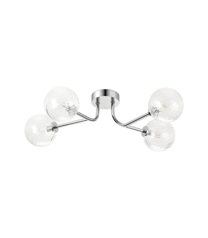 Tivoli Linear Semi Flush Ceiling 4 Light G9 IP44 Polished Chrome/Clear Swirl Round Glass-4