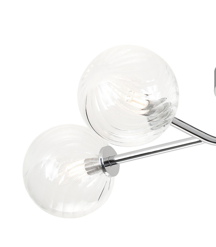 Tivoli Linear Semi Flush Ceiling 4 Light G9 IP44 Polished Chrome/Clear Swirl Round Glass-5