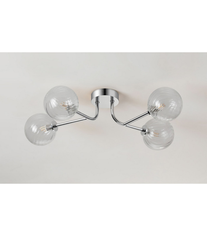 Tivoli Linear Semi Flush Ceiling 4 Light G9 IP44 Polished Chrome/Clear Swirl Round Glass-7