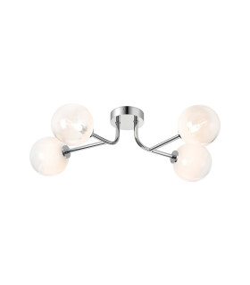 Tivoli Linear Semi Flush Ceiling 4 Light G9 IP44 Polished Chrome/White Two-Tone Snow Specks Round Glass-1