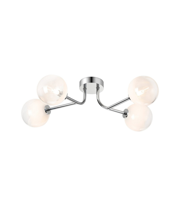 Tivoli Linear Semi Flush Ceiling 4 Light G9 IP44 Polished Chrome/White Two-Tone Snow Specks Round Glass-1