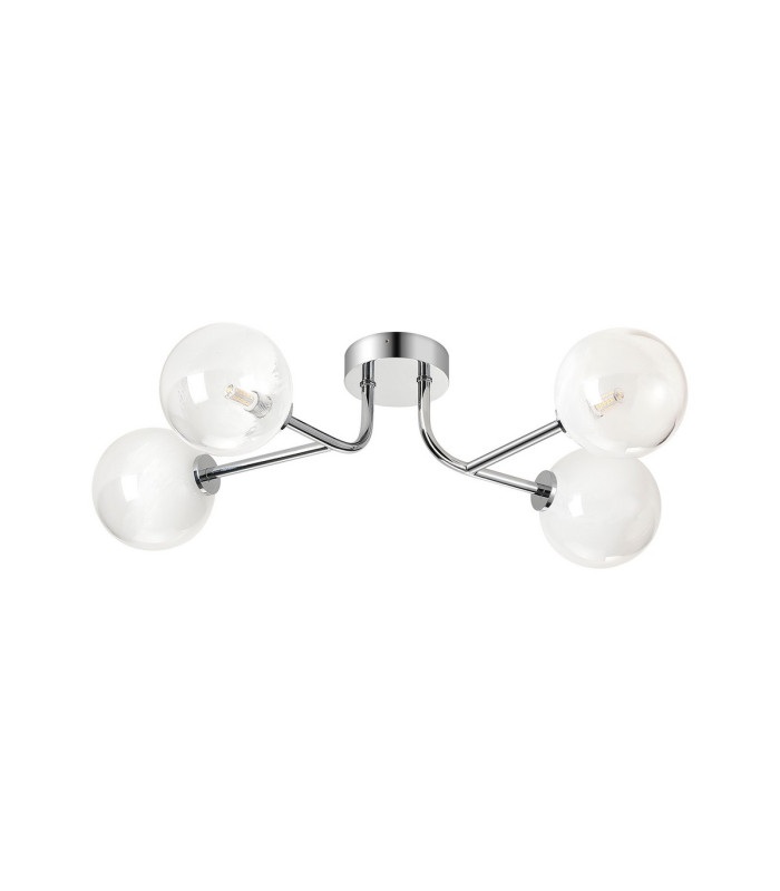 Tivoli Linear Semi Flush Ceiling 4 Light G9 IP44 Polished Chrome/White Two-Tone Snow Specks Round Glass-4