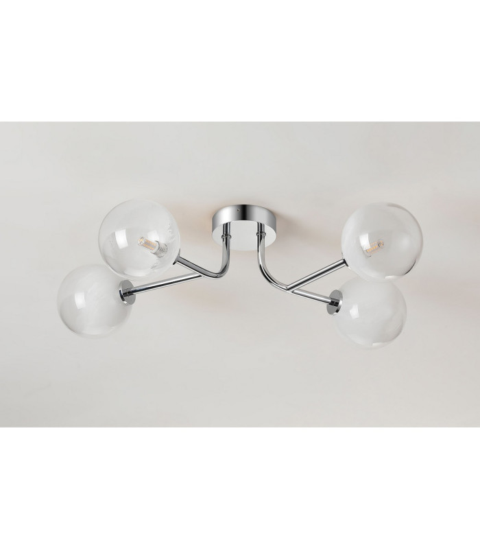 Tivoli Linear Semi Flush Ceiling 4 Light G9 IP44 Polished Chrome/White Two-Tone Snow Specks Round Glass-7