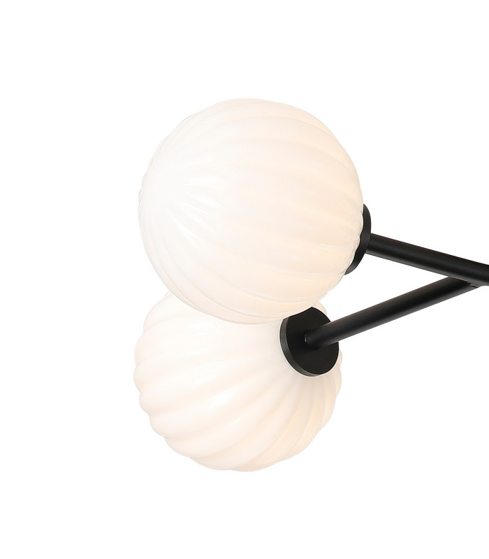 Tivoli Linear Semi Flush Ceiling 4 Light G9 IP44 Satin Black/Opal Round Segment Glass-5