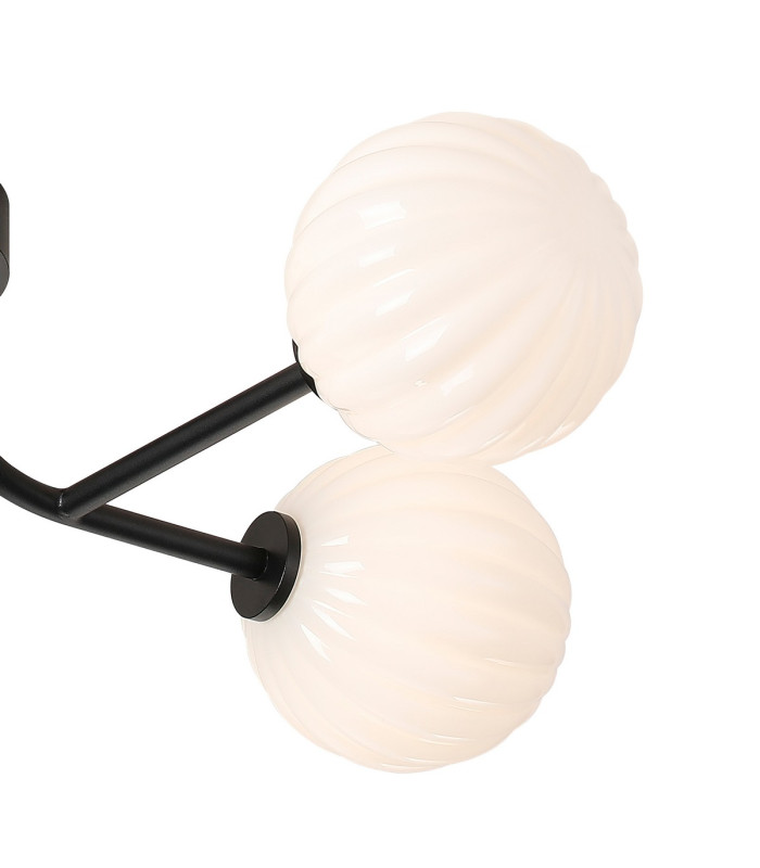 Tivoli Linear Semi Flush Ceiling 4 Light G9 IP44 Satin Black/Opal Round Segment Glass-6