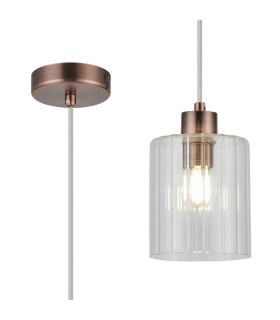 Hanover 12cm Pendant 1 x E14 IP44 Bronze/Clear Glass-1