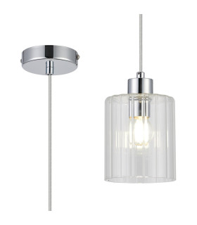 Hanover 12cm Pendant 1 x E14 IP44 Polished Chrome/Clear Glass-1