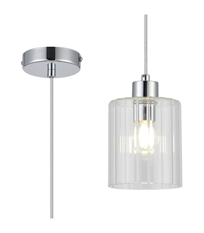 Hanover 12cm Pendant 1 x E14 IP44 Polished Chrome/Clear Glass-1