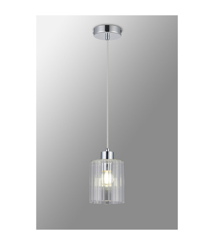 Hanover 12cm Pendant 1 x E14 IP44 Polished Chrome/Clear Glass-3