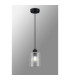 Hanover 12cm Pendant 1 x E14 IP44 Satin Black/Clear Glass-3