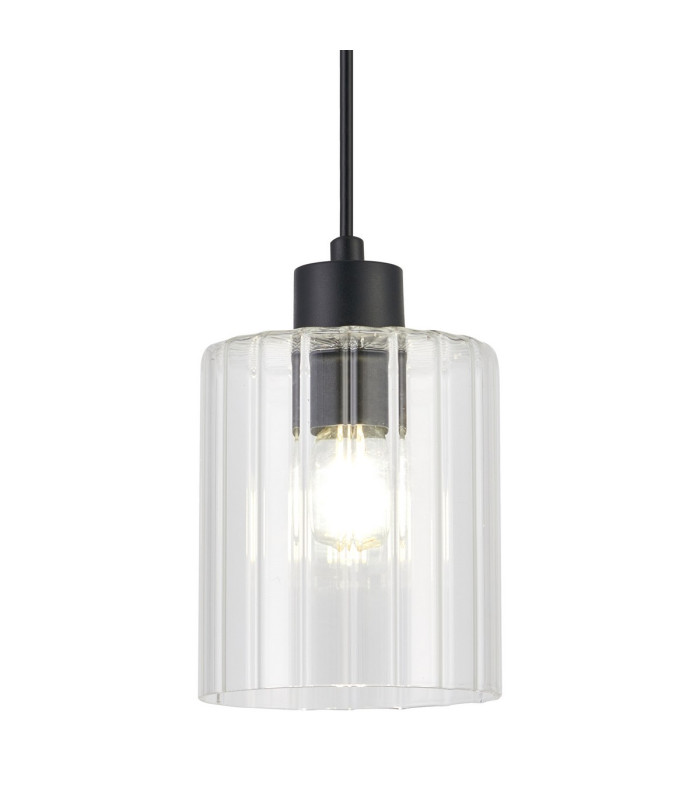 Hanover 12cm Pendant 1 x E14 IP44 Satin Black/Clear Glass-7