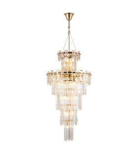 Delmar 61cm Tall Pendant 17 Light E14 French Gold/Clear Glass Item Weight: 21.8kg-1